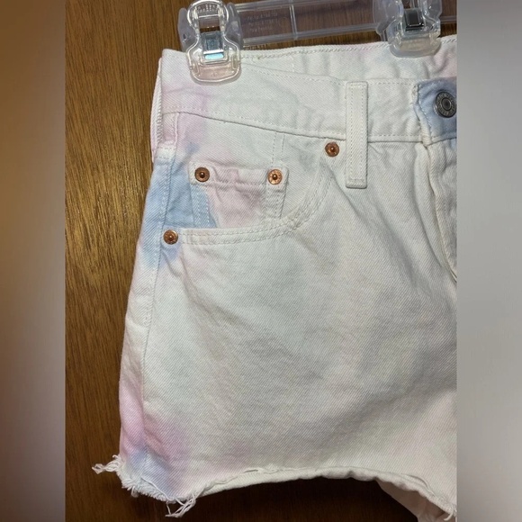 Levi’s 501 Tie-Dye White Button Fly Cut-off Shorts -Size 25 Custom - Picture 5 of 8